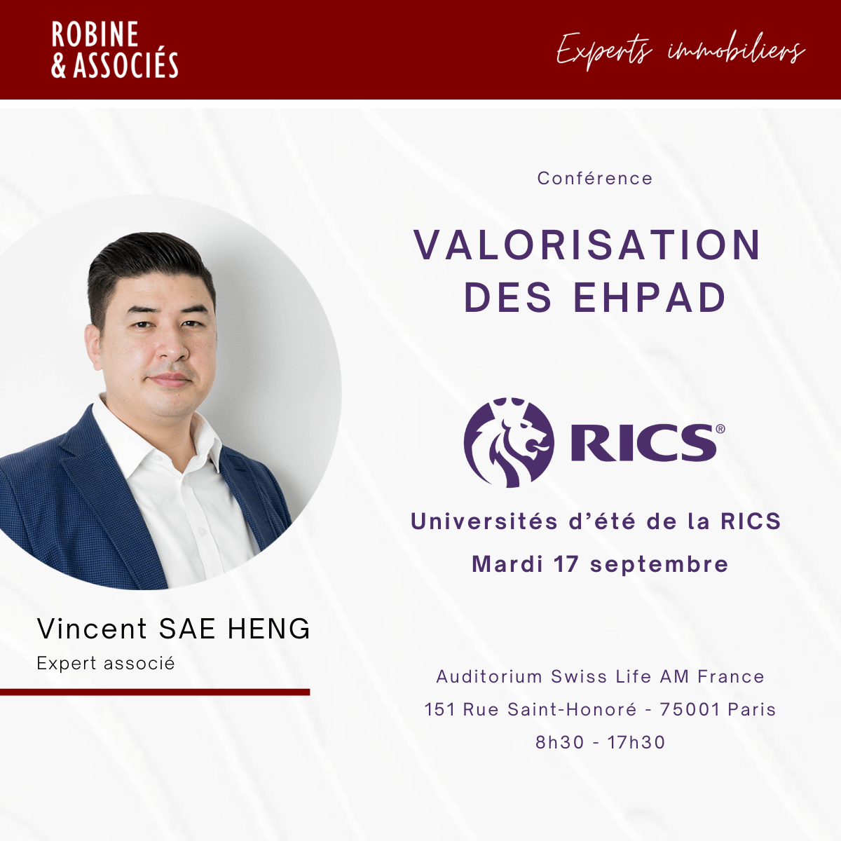 Conférence RICS : valorisation des EHPAD par Vincent SAE-HENG